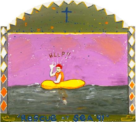 Rescue at Sea oil on wood 1991