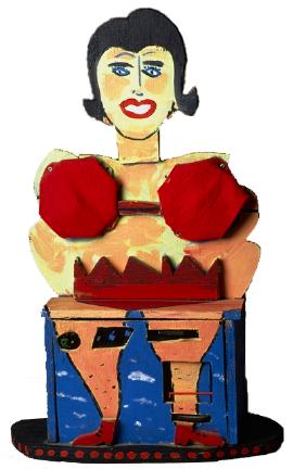 Ladio 1996 oil on wood with radio