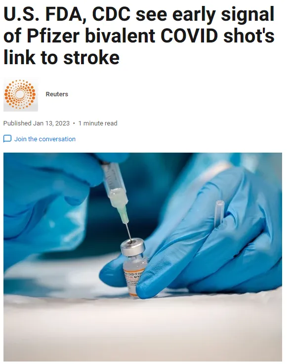 U.S. FDA, CDC see early signal of Pfizer bivalent COVID shot's link to stroke